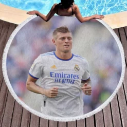 Confident Soccer Player Toni Kroos Round Beach Towel 1