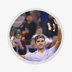 Confident US Open Tennis Roger Federer Round Beach Towel