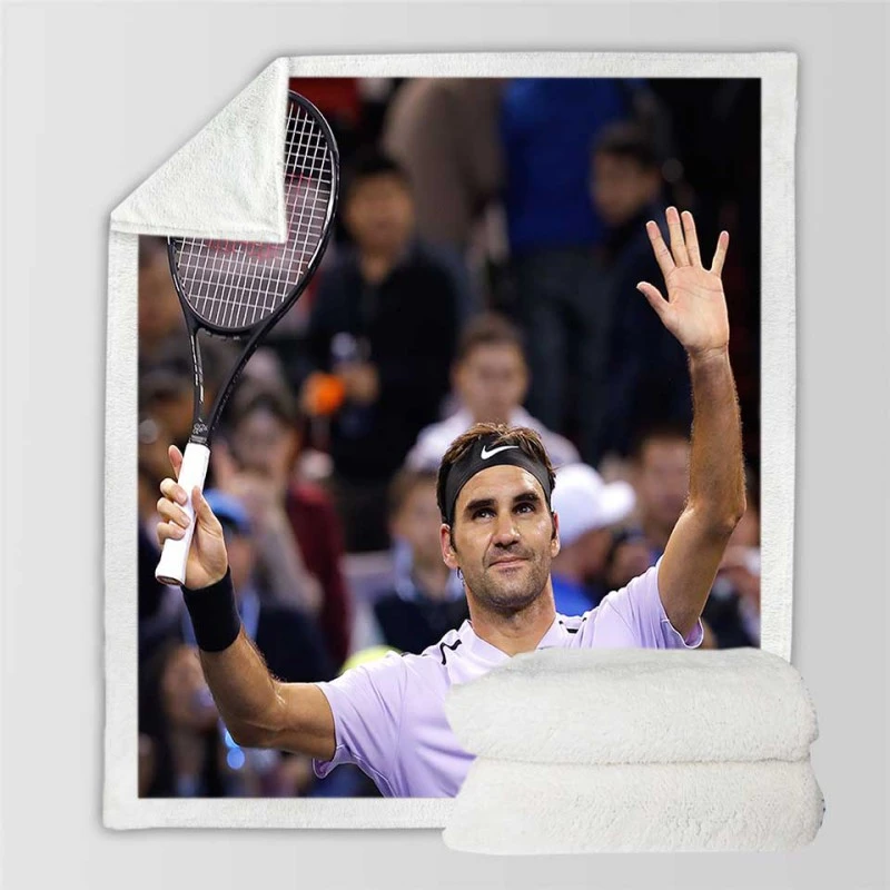 Confident US Open Tennis Roger Federer Sherpa Fleece Blanket