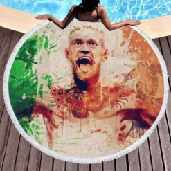 Connor McGregor UFC Wrestling Irish Fighter Round Beach Towel 1