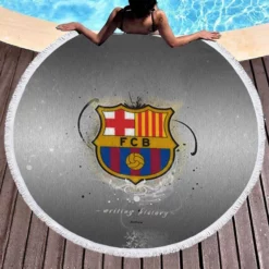 Consistent Spanish Soccer Team FC Barcelona Round Beach Towel 1