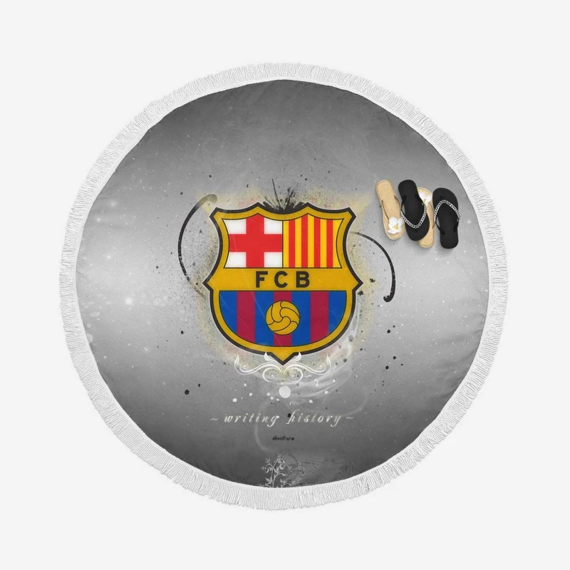 Consistent Spanish Soccer Team FC Barcelona Round Beach Towel