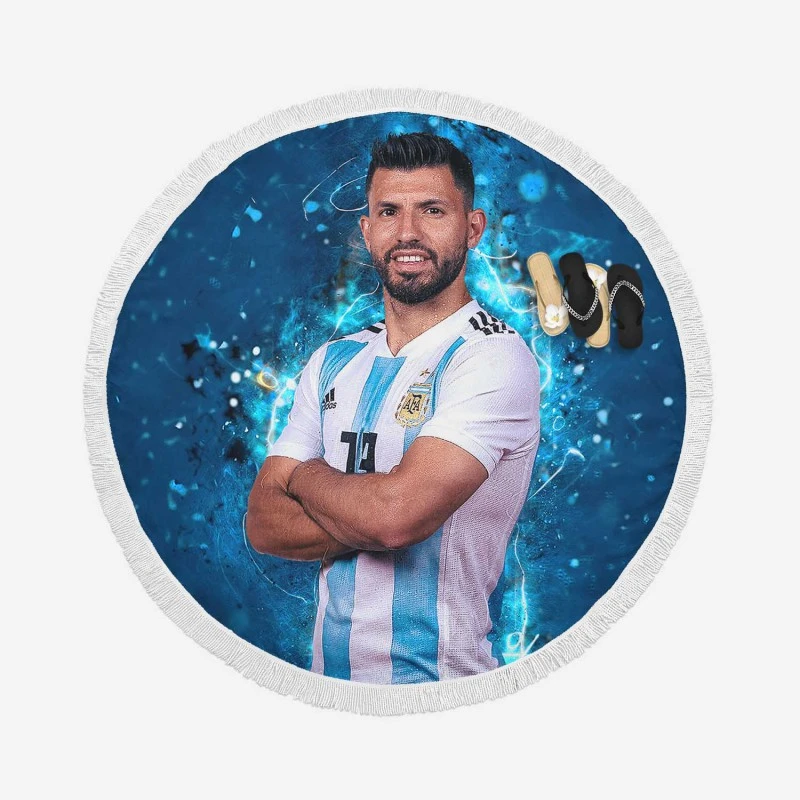 Copa America Soccer Player Sergio Aguero Round Beach Towel