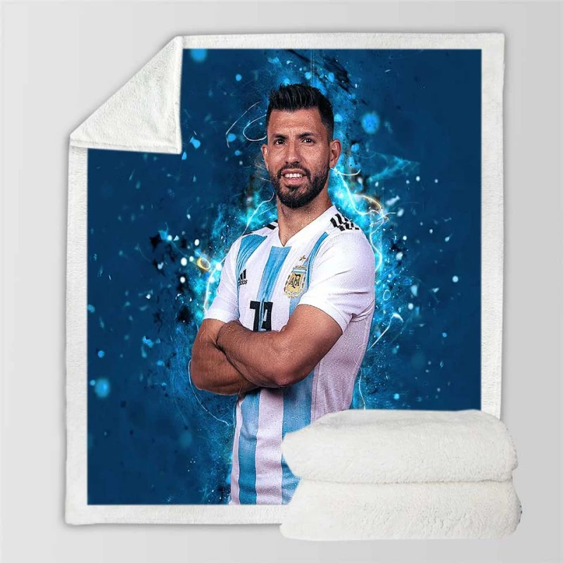 Copa America Soccer Player Sergio Aguero Sherpa Fleece Blanket