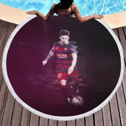 Copa Eva Duarte Lionel Messi Footballer Round Beach Towel 1