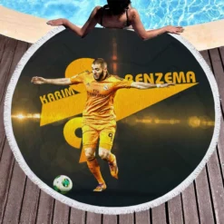 Copa Eva Duarte sports Player Karim Benzema Round Beach Towel 1