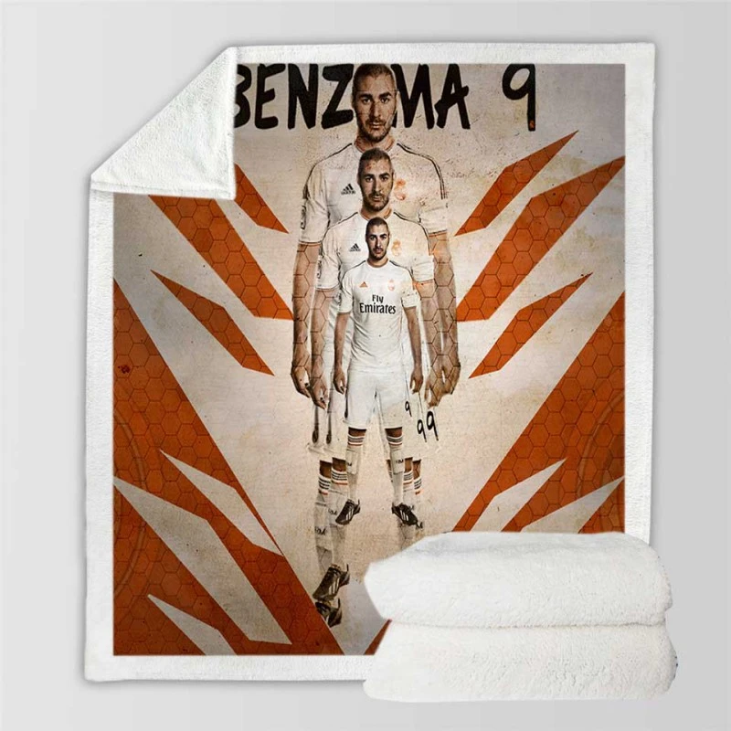 Copa de la Liga Footballer Karim Benzema Sherpa Fleece Blanket