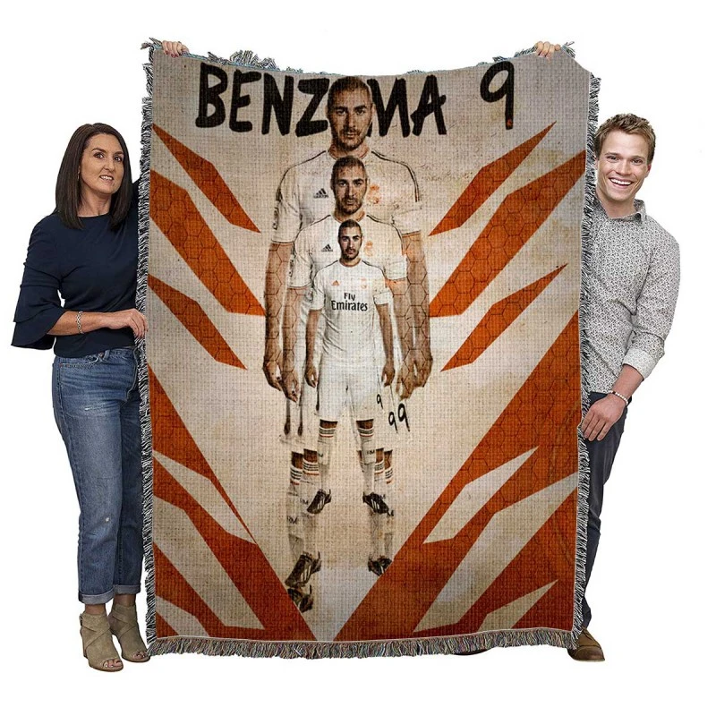 Copa de la Liga Footballer Karim Benzema Woven Blanket