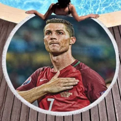 Cristiano Ronaldo 2022 World Cup Soccer Player Round Beach Towel 1