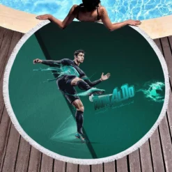 Cristiano Ronaldo Active Football Player Round Beach Towel 1