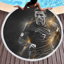 Cristiano Ronaldo Active Soccer Player Round Beach Towel 1