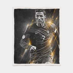 Cristiano Ronaldo Active Soccer Player Sherpa Fleece Blanket 1