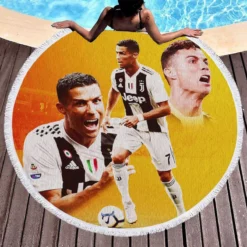 Cristiano Ronaldo CR7 Football Player Round Beach Towel 1