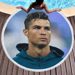 Cristiano Ronaldo CR7 Portuguese Player Round Beach Towel 1