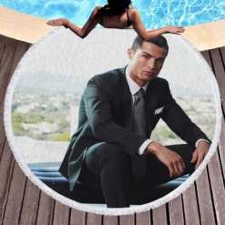 Cristiano Ronaldo Capable Soccer Player Round Beach Towel 1