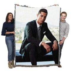 Cristiano Ronaldo Capable Soccer Player Woven Blanket