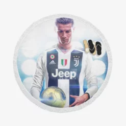 Cristiano Ronaldo Committed Juve sports Player Round Beach Towel