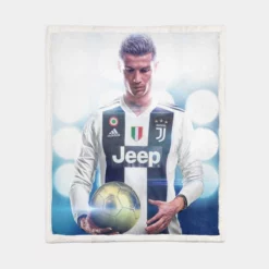 Cristiano Ronaldo Committed Juve sports Player Sherpa Fleece Blanket 1