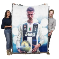 Cristiano Ronaldo Committed Juve sports Player Woven Blanket