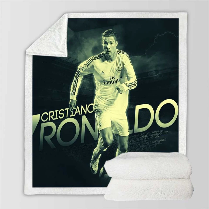 Cristiano Ronaldo Confident Soccer Player Sherpa Fleece Blanket