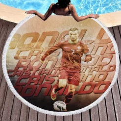 Cristiano Ronaldo Elite Portugal Player Round Beach Towel 1