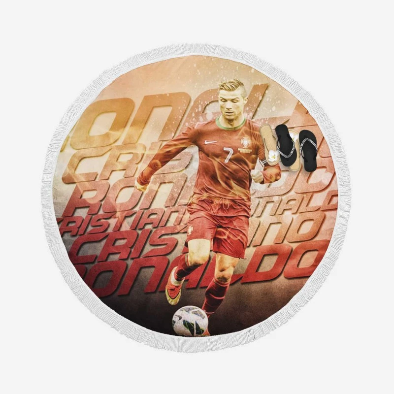 Cristiano Ronaldo Elite Portugal Player Round Beach Towel