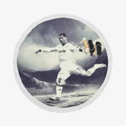 Cristiano Ronaldo Enthusiastic Soccer sports Player Round Beach Towel