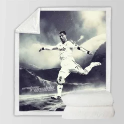 Cristiano Ronaldo Enthusiastic Soccer sports Player Sherpa Fleece Blanket