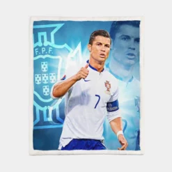 Cristiano Ronaldo Five Times Ballon d Or Awarded Player Sherpa Fleece Blanket 1