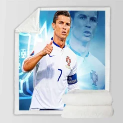 Cristiano Ronaldo Five Times Ballon d Or Awarded Player Sherpa Fleece Blanket