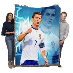 Cristiano Ronaldo Five Times Ballon d Or Awarded Player Woven Blanket