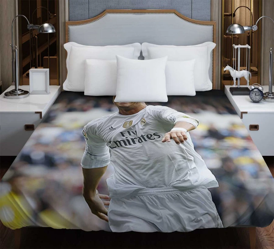 Cristiano Ronaldo Football Player White Jursey Duvet Cover