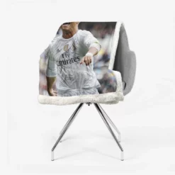 Cristiano Ronaldo Football Player White Jursey Sherpa Fleece Blanket 2