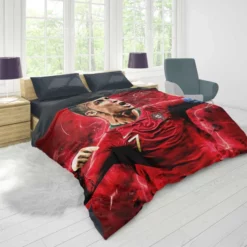 Cristiano Ronaldo Football Player in Red Duvet Cover 1