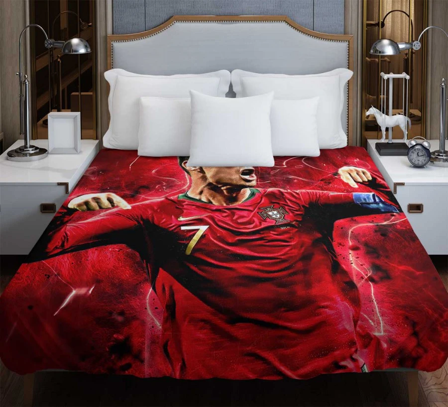 Cristiano Ronaldo Football Player in Red Duvet Cover