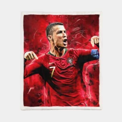 Cristiano Ronaldo Football Player in Red Sherpa Fleece Blanket 1