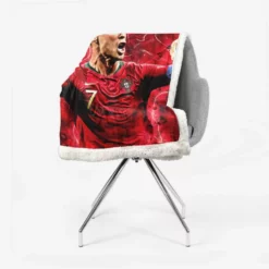 Cristiano Ronaldo Football Player in Red Sherpa Fleece Blanket 2