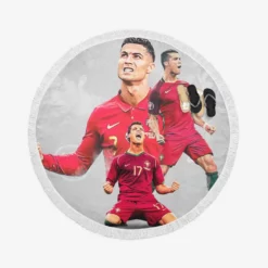 Cristiano Ronaldo Goat Portugal Football Player Round Beach Towel