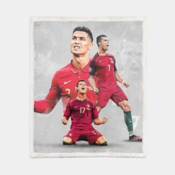 Cristiano Ronaldo Goat Portugal Football Player Sherpa Fleece Blanket 1