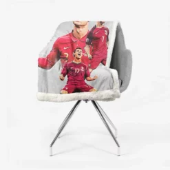 Cristiano Ronaldo Goat Portugal Football Player Sherpa Fleece Blanket 2