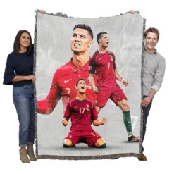 Cristiano Ronaldo Goat Portugal Football Player Woven Blanket