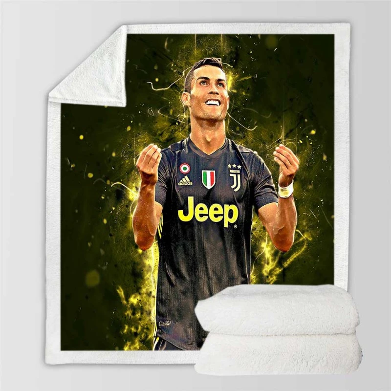 Cristiano Ronaldo Graceful Juve Football Player Sherpa Fleece Blanket