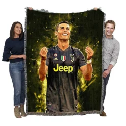 Cristiano Ronaldo Graceful Juve Football Player Woven Blanket