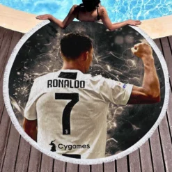 Cristiano Ronaldo Gracious CR7 Footballer Player Round Beach Towel 1