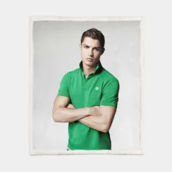 Cristiano Ronaldo Green T Shirt Young Sherpa Fleece Blanket 1