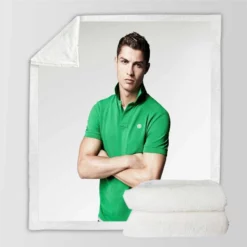 Cristiano Ronaldo Green T Shirt Young Sherpa Fleece Blanket