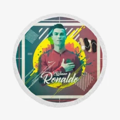 Cristiano Ronaldo Hearty Footballer Player Round Beach Towel