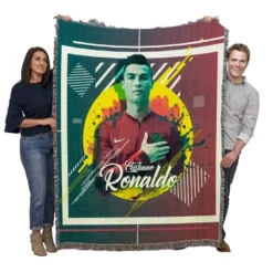 Cristiano Ronaldo Hearty Footballer Player Woven Blanket