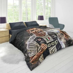 Cristiano Ronaldo Inspiring Juve Soccer Player Duvet Cover 1