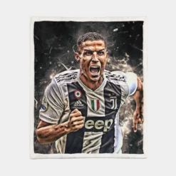 Cristiano Ronaldo Inspiring Juve Soccer Player Sherpa Fleece Blanket 1